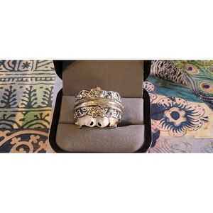 Gorgeous OR PAZ ITALY Sterling Silver  Floral Design Spinner Ring Sz 8